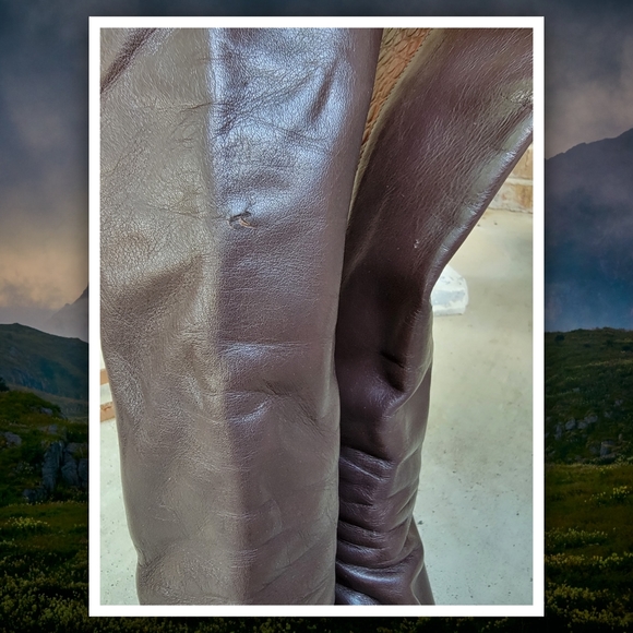 vintage 1980s brown leather alligator embossed knee high riding boots  8B - Picture 6 of 8